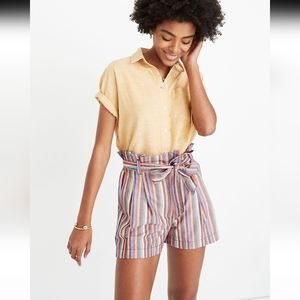 Madewell Rainbow striped paper bag waist shorts
